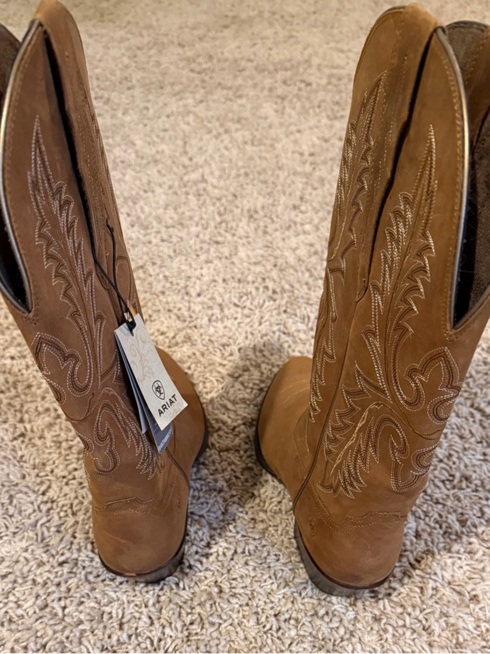 Ariat Tan Bomber Women's Heritage Wide Calf Elastic Calf Western Boots - Picture 4 of 7